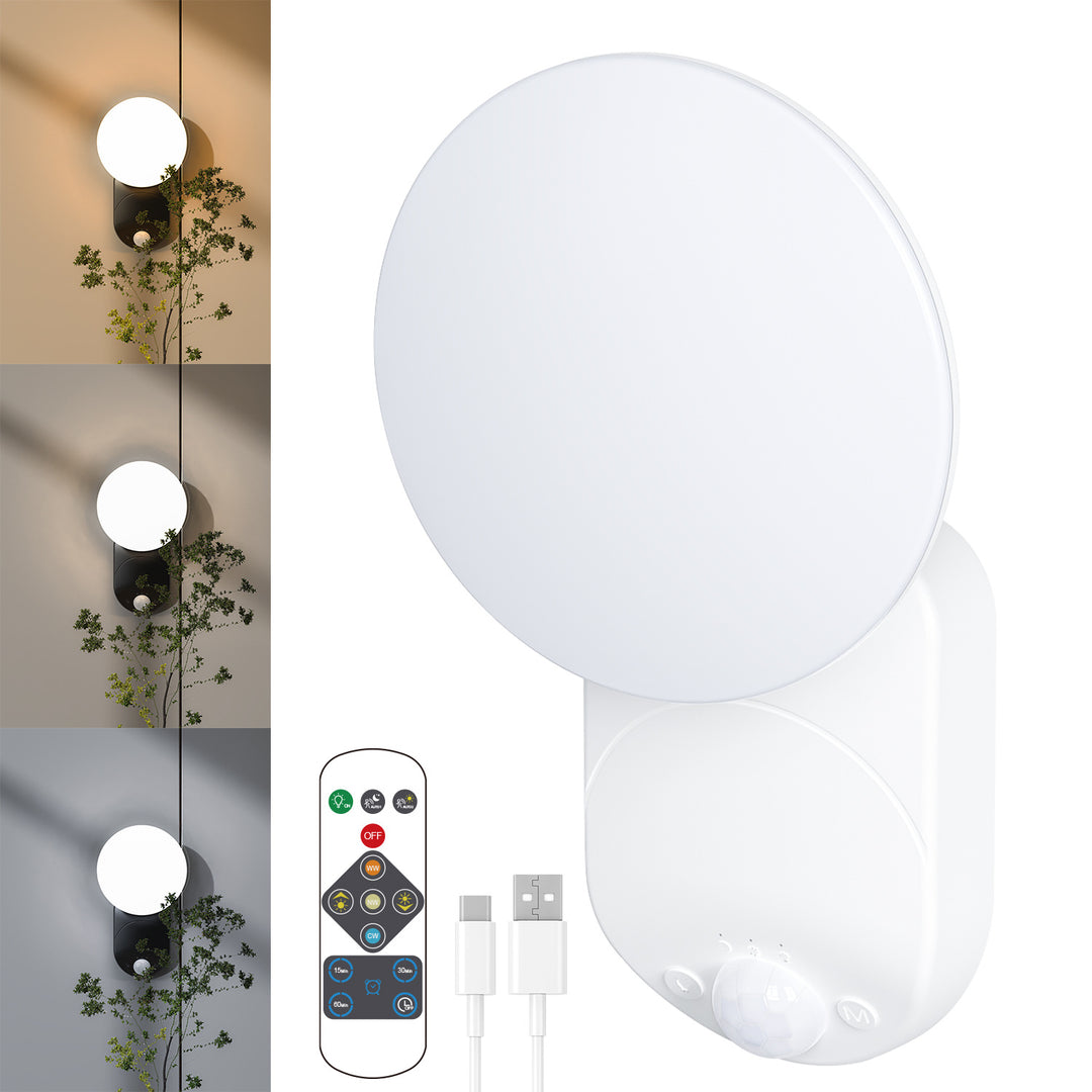 Wiederaufladbare Bewegungsaktivierte LED-Wandleuchte mit Fernbedienung und einstellbarer Farbtemperatur