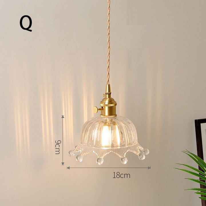 Fluted Glass Pendant Lamp mit Vintage Messingfassung