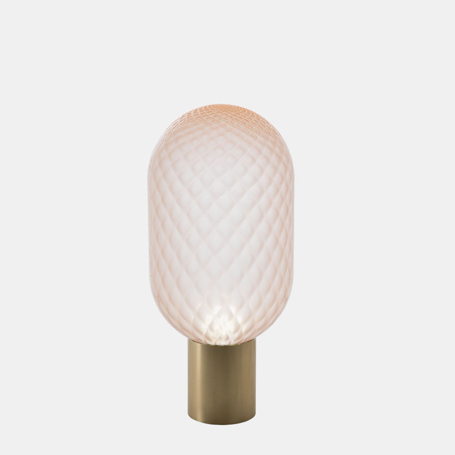 Glas Pilz Tischlampe mit dekorativem Sockel