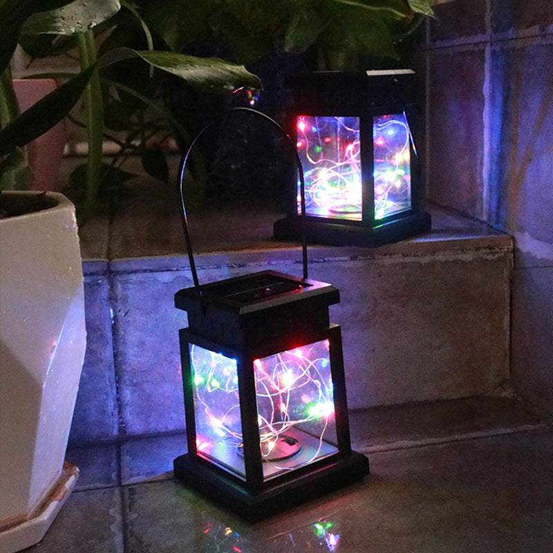 Outdoor Hängende LED Faux-Kerze Glas-Pane Solar Laterne