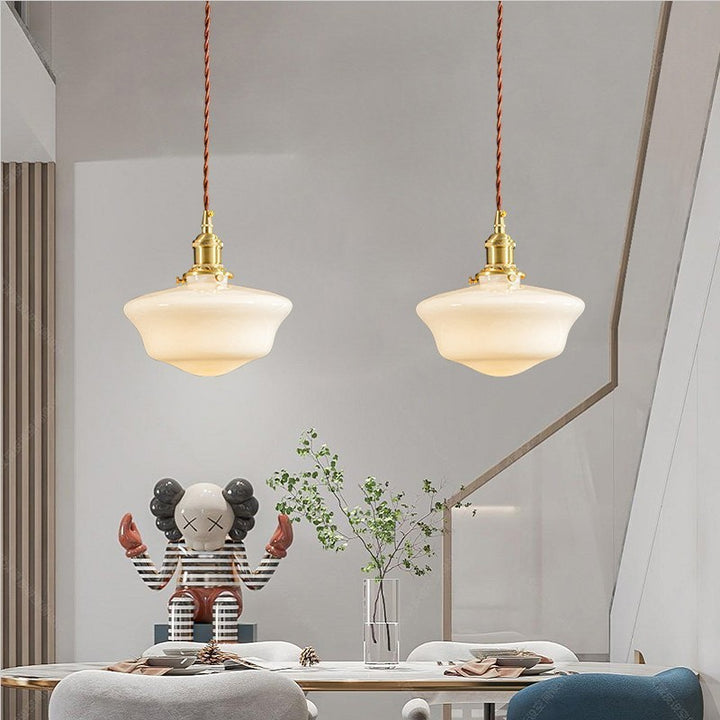 Opalines Glas LED Vintage Pendelleuchte