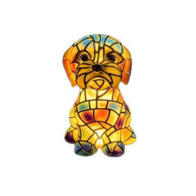 Buntglas Mosaik Welpen Nachttischlampe