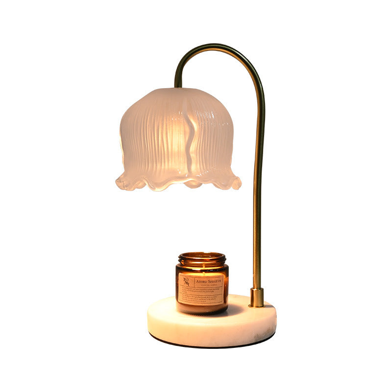 Vintage-Glas-Glocken-schirm Marmor-Basis Tischlampe