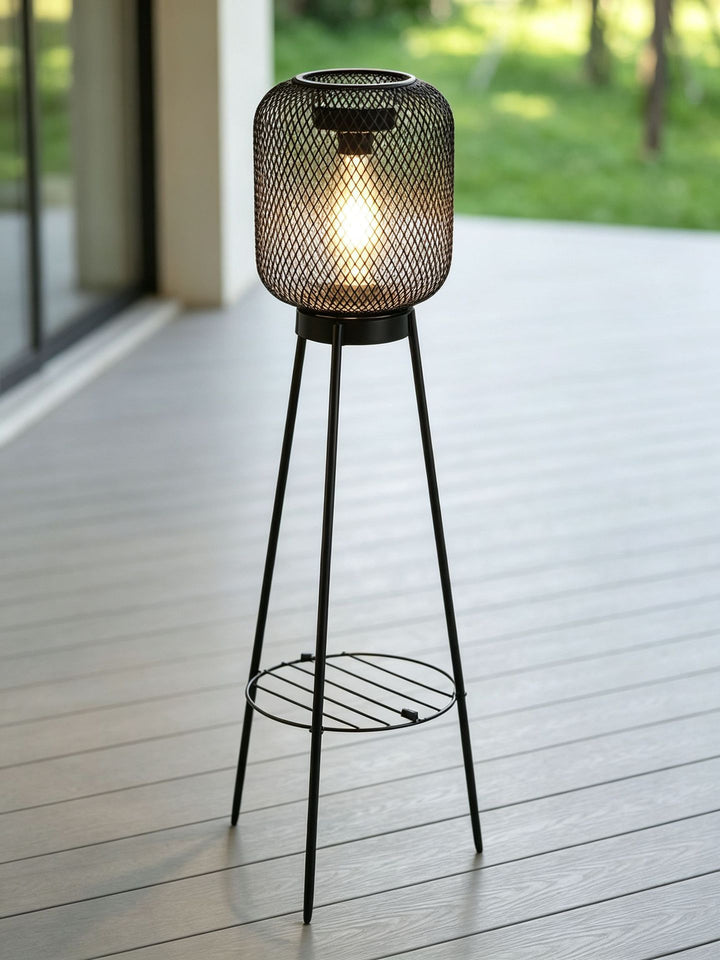 Outdoor Solar Hängeleuchten aus Metallkäfig mit warmem LED-Kerzenlicht