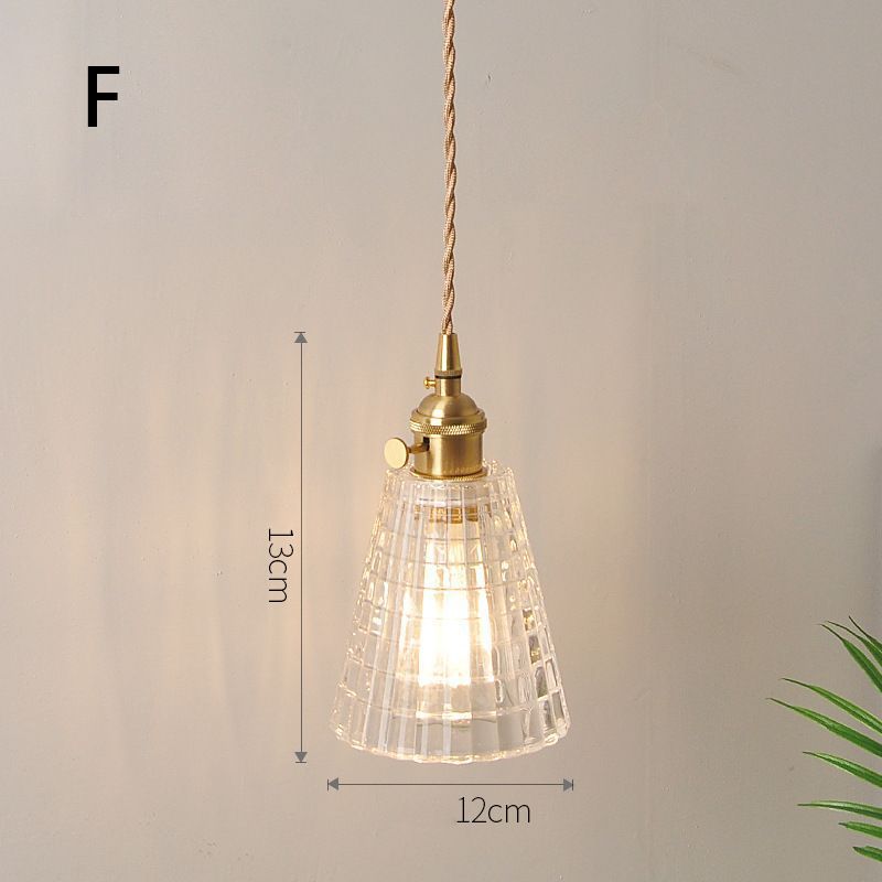 Fluted Glass Pendant Lamp mit Vintage Messingfassung