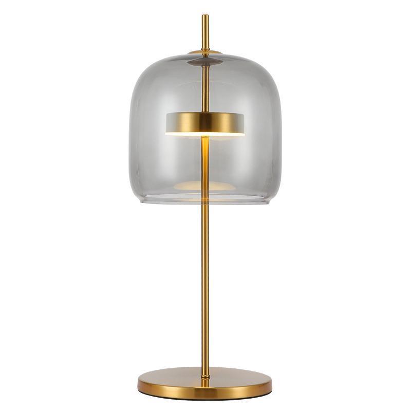 Moderne Tischlampe aus Glas mit goldenen Akzenten