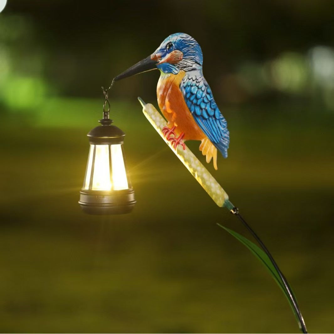 Handgemalte Eisvogel Gartenlaterne Stecker