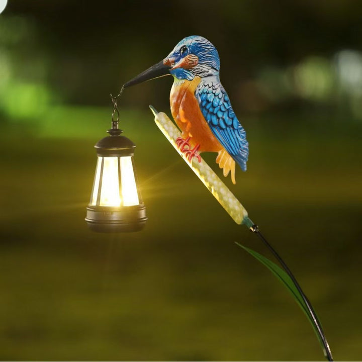 Handgemalte Eisvogel Gartenlaterne Stecker