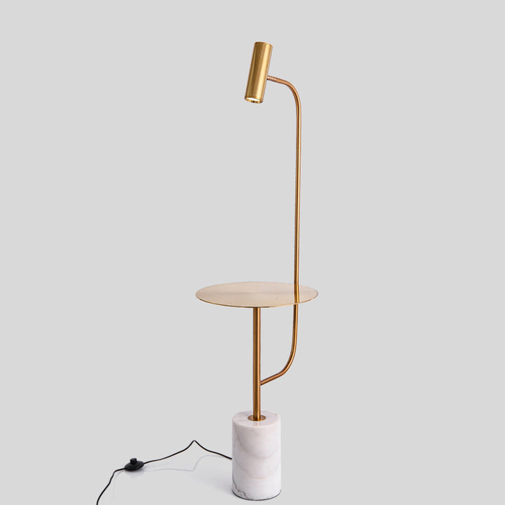 Moderne Marmor-Bodenlampe mit integriertem Beistelltisch