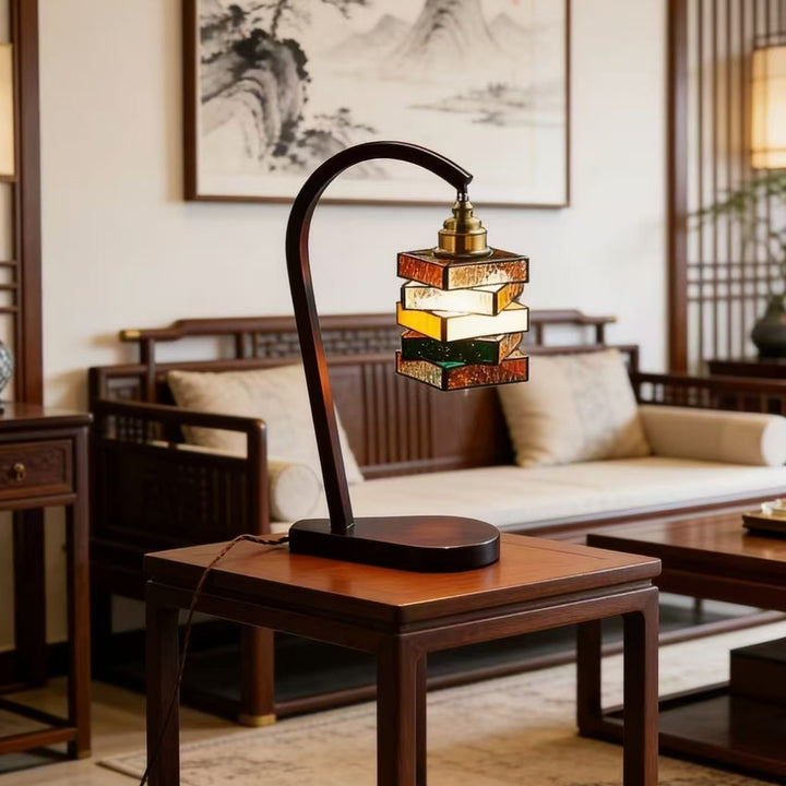 Vintage inspirierte Buntglas-Tischlampe