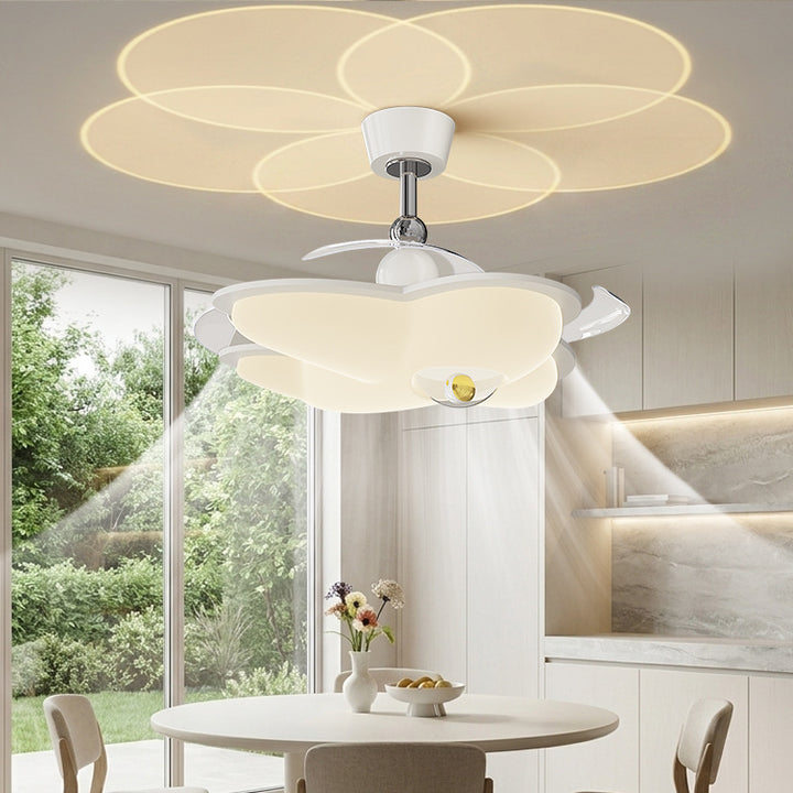 Moderner blumenförmiger Deckenventilator mit integrierter Beleuchtung