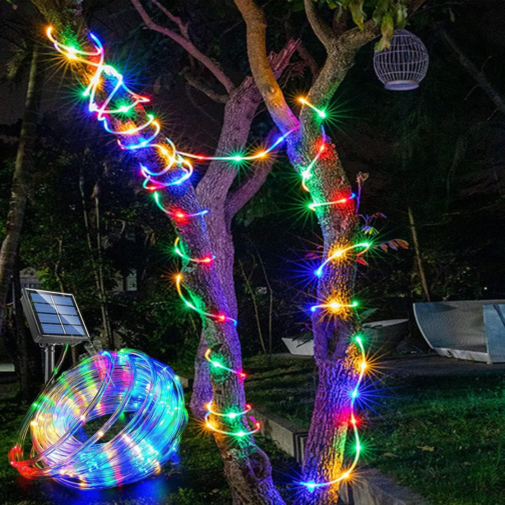Solarbetriebene warmweiße flexible LED-Seilschnurlichter für Bäume und Landschaftsbewicklung