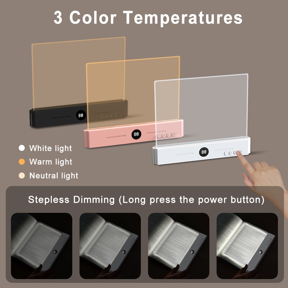 Edge-Lit Acryl Schminkspiegel Paneel mit Digitaler Timer und USB-C Aufladbare LED Basis