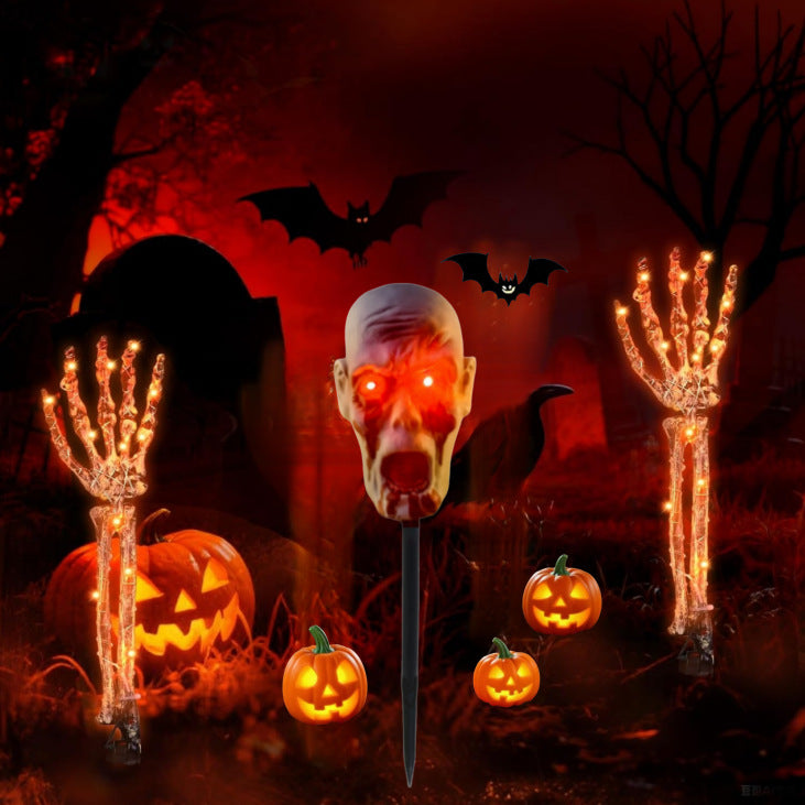 Solarbetriebene dekorative Halloween-Schädel-Lampe