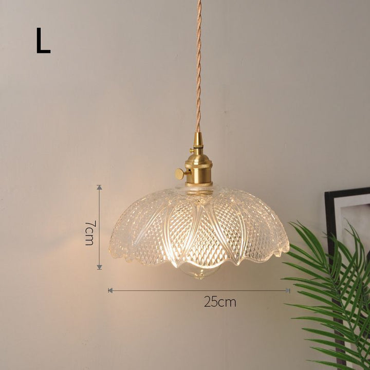 Fluted Glass Pendant Lamp mit Vintage Messingfassung