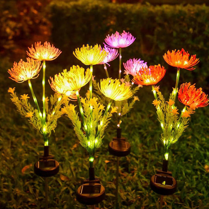 Solar LED Chrysanthemum Gartensteckerlichter mit integriertem Photovoltaikpanel, flexiblem Stiel und Dämmerungs-zu-Dawn-Sensor