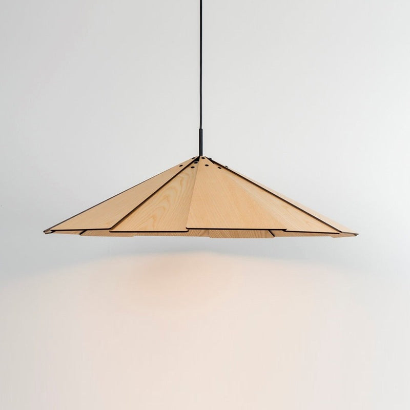 Moderne geometrische Holzpendelleuchte