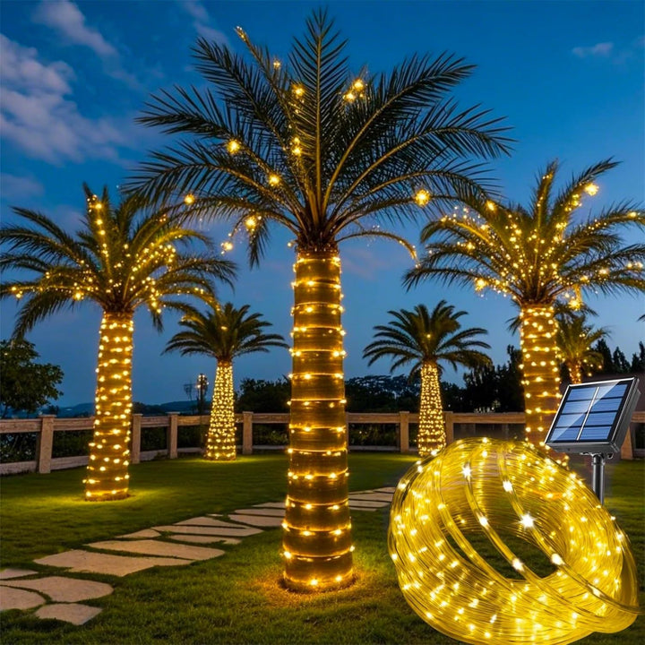 Solarbetriebene warmweiße flexible LED-Seilschnurlichter für Bäume und Landschaftsbewicklung