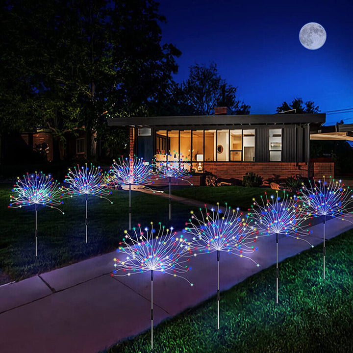 Solarbetriebene LED Feuerwerksgartenstehleuchten mit Funkelburst-Design