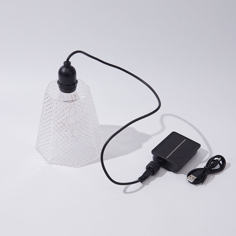 Kristall-Muster Solar Pendelleuchte USB wiederaufladbare LED