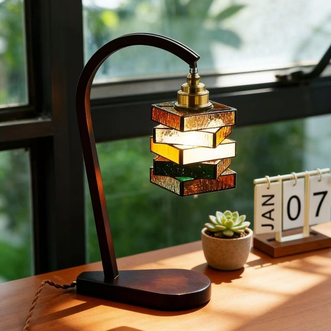 Vintage inspirierte Buntglas-Tischlampe