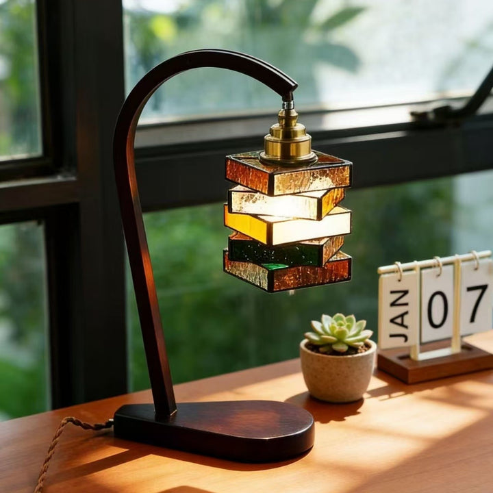 Vintage inspirierte Buntglas-Tischlampe