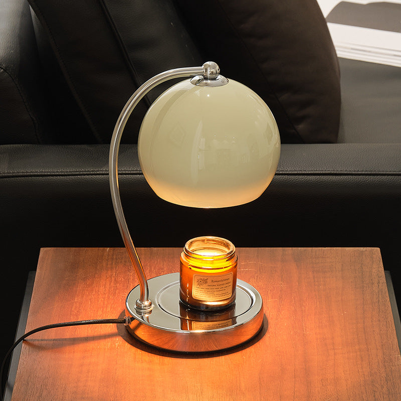 Gebogene Metall-Arm Globe Schreibtischlampe mit polierter Basis