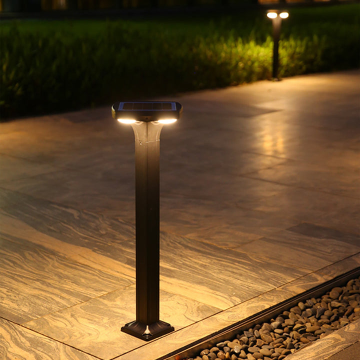 Solarbetriebene Low-Profile LED Wegbeleuchtung Bollard Licht mit Dualen Downlights und Ankerbasis