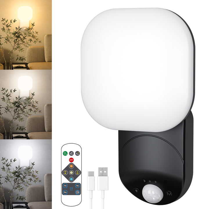 Wiederaufladbare Bewegungsaktivierte LED-Wandleuchte mit Fernbedienung und einstellbarer Farbtemperatur