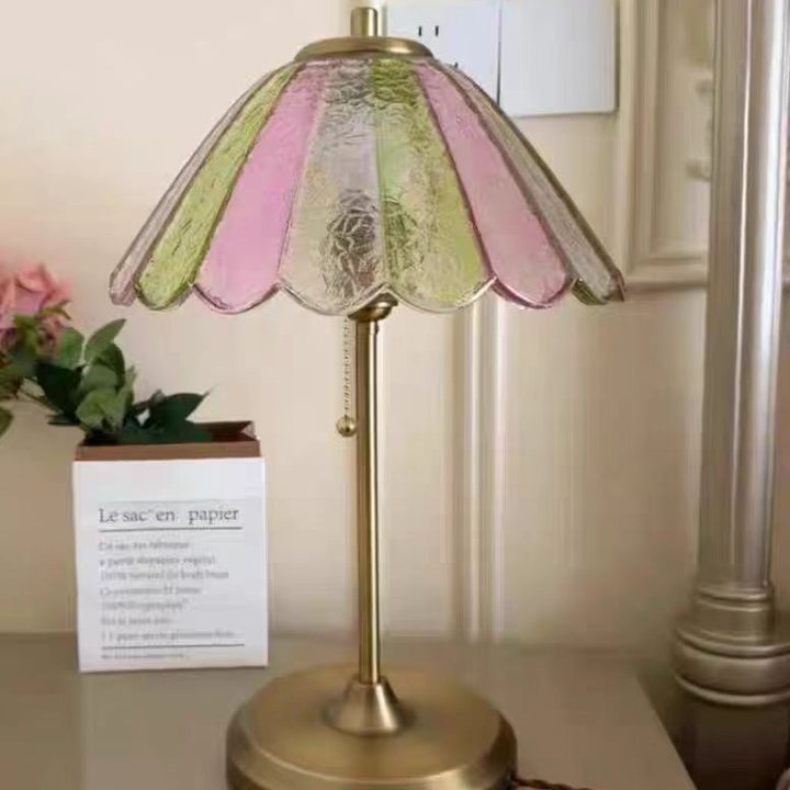 Vintage Glas Schirm Tischlampe
