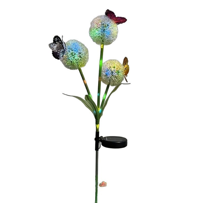 Dekorative Solar-LED-Gartenlöwenzahnstecklichter mit Schmetterlingsakzenten