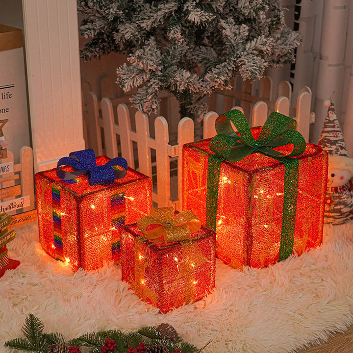 LED-Mesh-Geschenkbox-Set Dekoratives Indoor Ornament