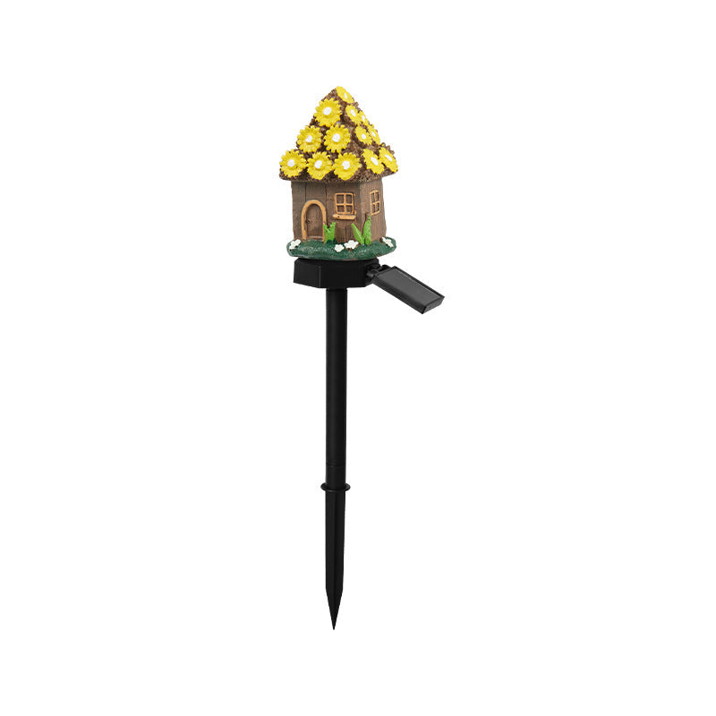 Verspielt Solarbetriebene LED Fee Haus Gartenstecker