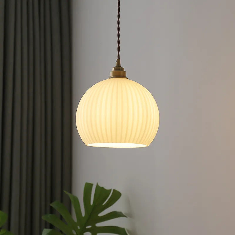 Elegante gerippte Glas Pendelleuchte