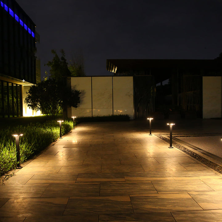 Solarbetriebene Low-Profile LED Wegbeleuchtung Bollard Licht mit Dualen Downlights und Ankerbasis