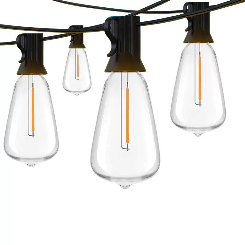Outdoor Vintage-Filament-LED-Lichterkette mit bruchsicheren Tropfenlampen und robustem wetterfestem Kabel