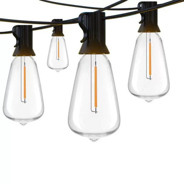 Outdoor Vintage-Filament-LED-Lichterkette mit bruchsicheren Tropfenlampen und robustem wetterfestem Kabel