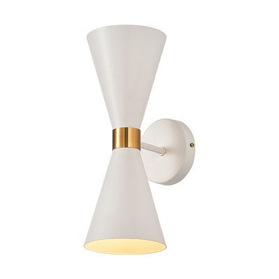 Mid-Century Double-Conen Wandleuchte mit Messingakzent