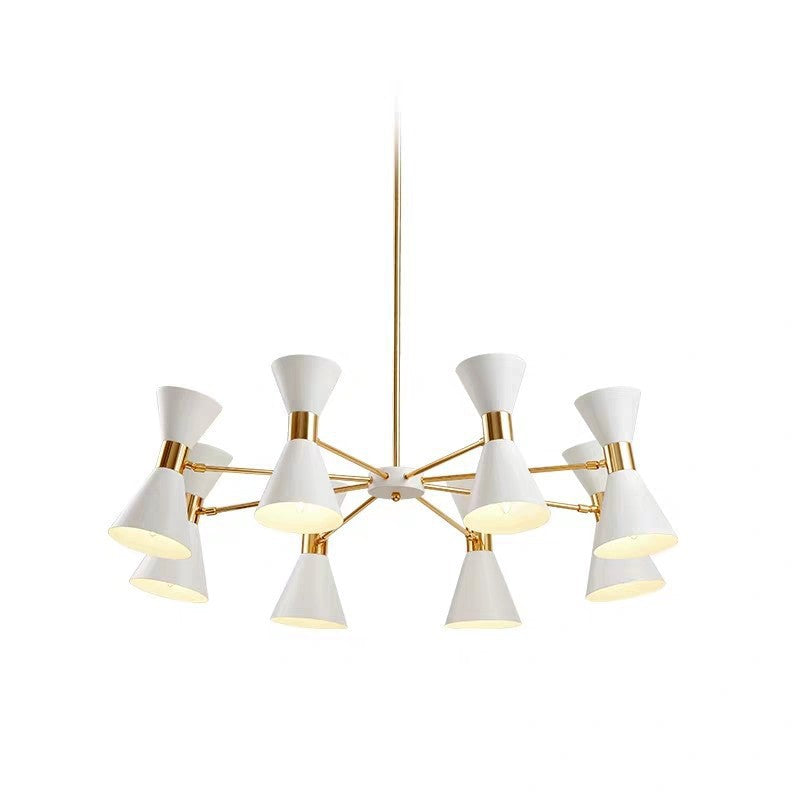 Mid-Century Modern Mehrarmige Kegel-Schirm-Kronleuchter