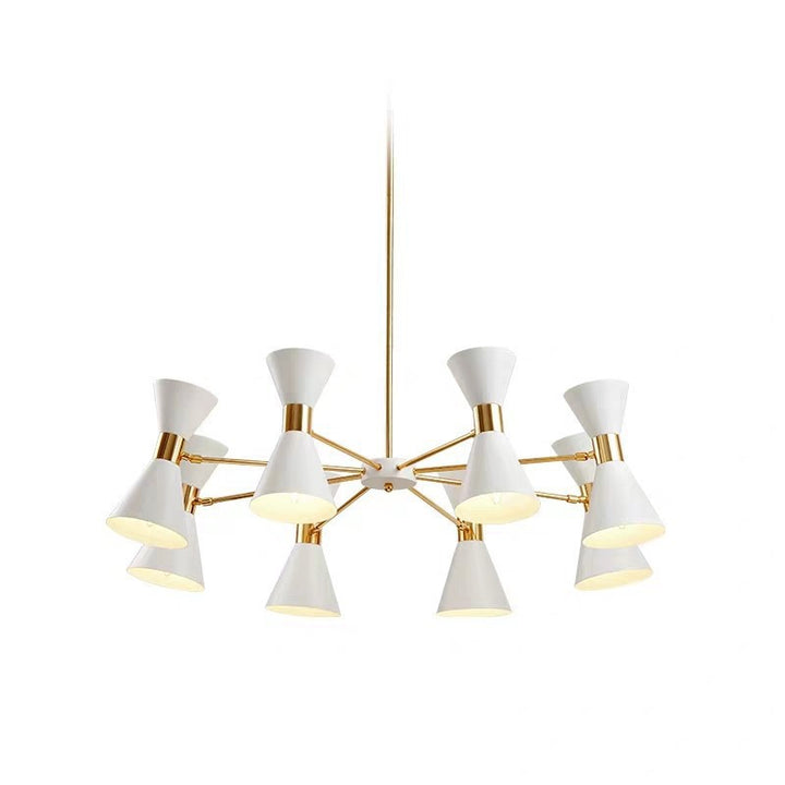 Mid-Century Modern Mehrarmige Kegel-Schirm-Kronleuchter