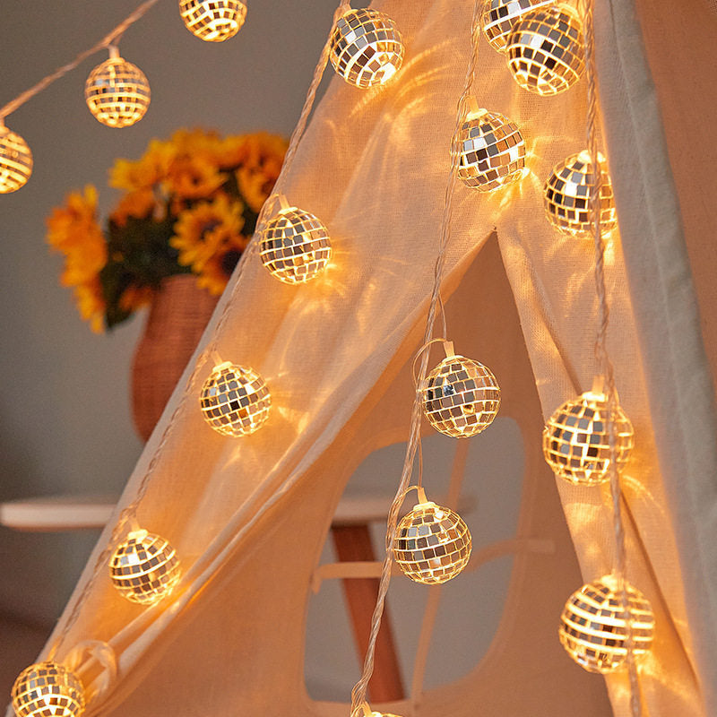 Warmes LED-Spiegel-Mosaikball-Dekorations-Lichterkette