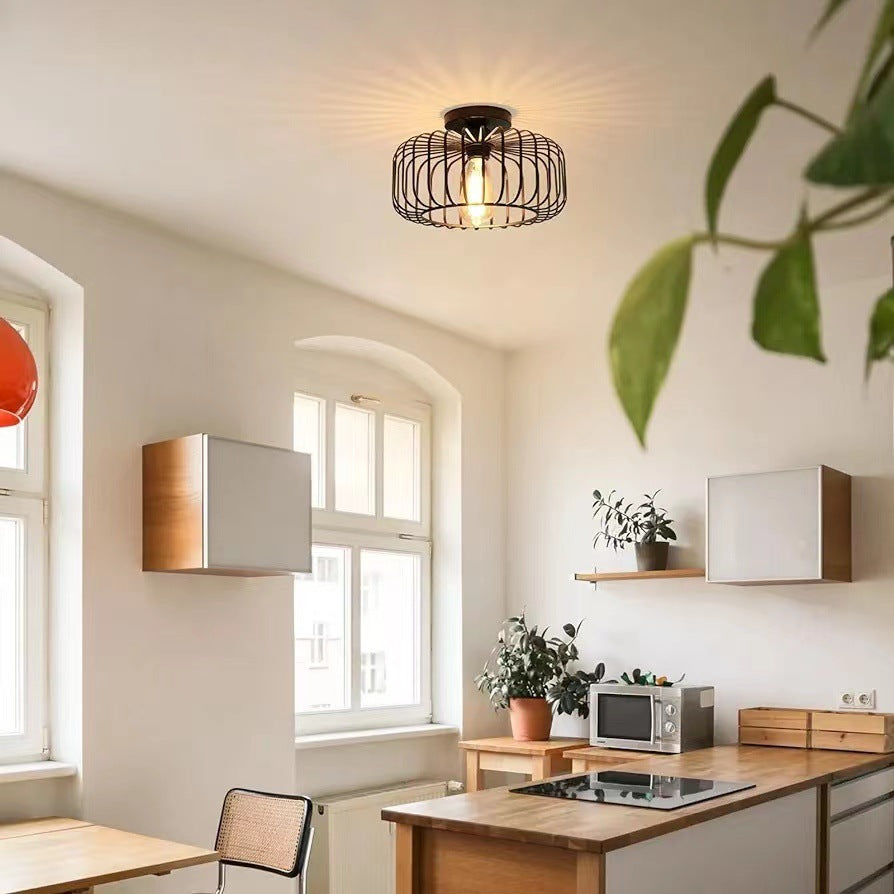 Moderne Industrie Vogelkäfig Deckenlampe Schwarz