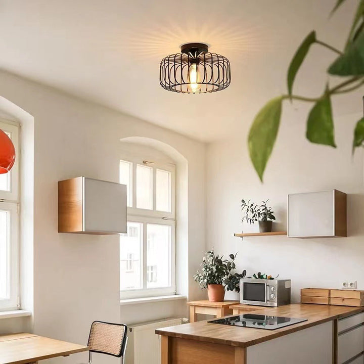 Moderne Industrie Vogelkäfig Deckenlampe Schwarz