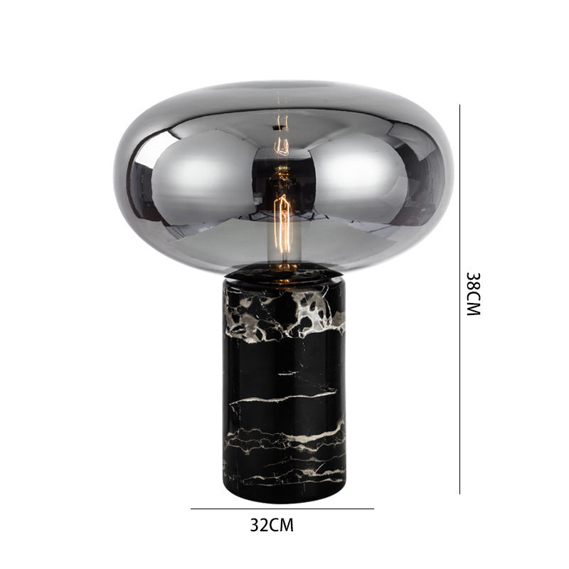 Elegante Glas- Tischlampe mit Marmorbasis