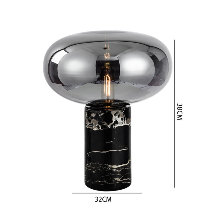 Elegante Glas- Tischlampe mit Marmorbasis