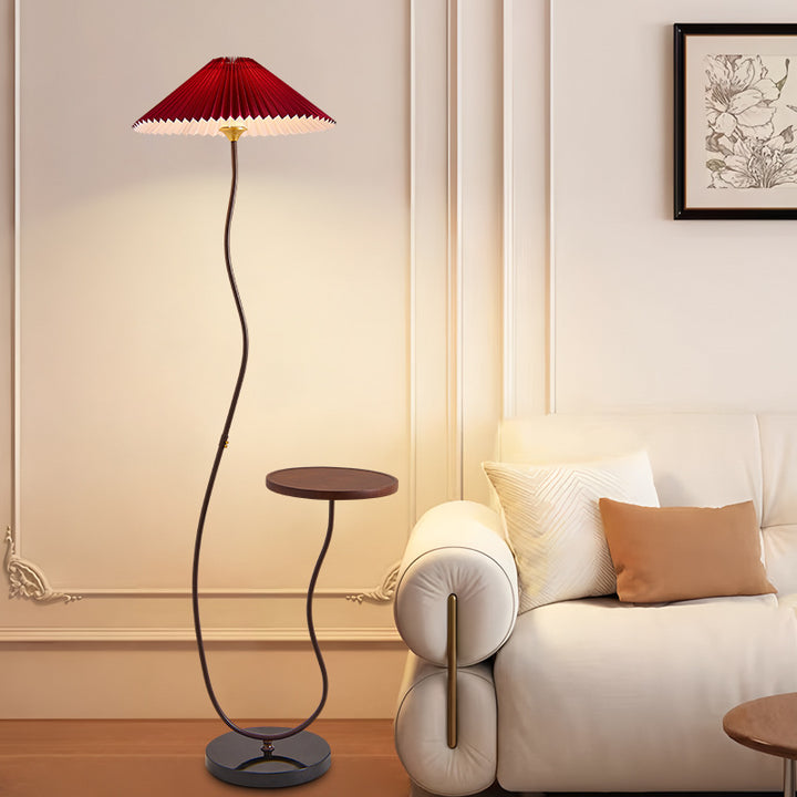 Moderne Stehlampe mit integriertem Beistelltisch