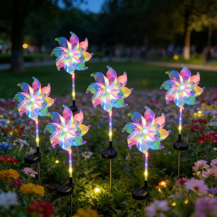 LED Solar-betriebene drehende Windrad Weg Stake Lichter