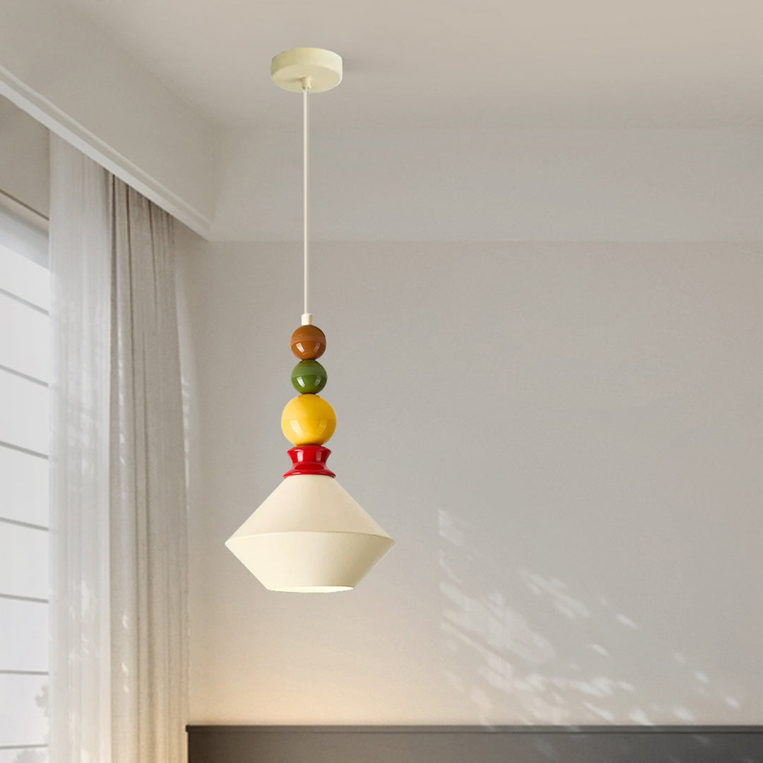 Mid-Century Geometrische Keramik Perlen Anhänger Licht