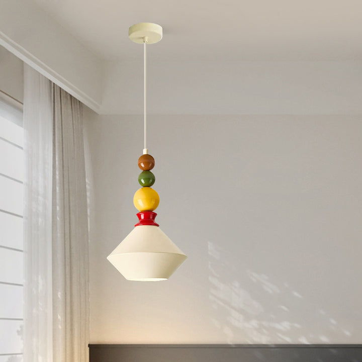 Mid-Century Geometrische Keramik Perlen Anhänger Licht