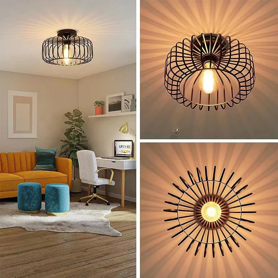 Moderne Industrie Vogelkäfig Deckenlampe Schwarz
